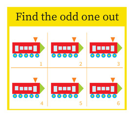 Puzzle game. Task for development of attention and logic. Cartoon locomotive.