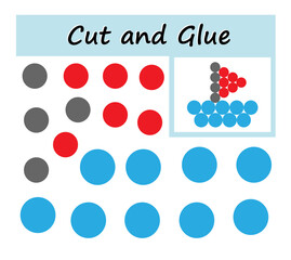 Educational paper game. DIY worksheet. Cut parts of the image and glue on the paper. Cartoon boat.