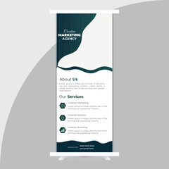 Banner roll-up design, business concept, Standee Design. layout for placement of photos.Universal stand for conference,  x-banner, exhibition display.