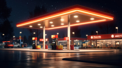 Fototapeta premium Modern gas station outdoor