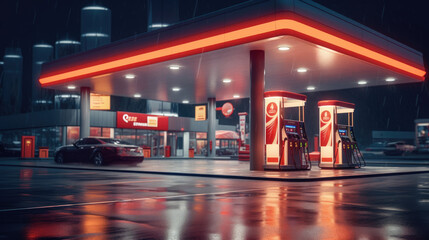 Modern gas station outdoor