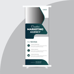 Banner roll-up design, business concept, Standee Design. layout for placement of photos.Universal stand for conference,  x-banner, exhibition display.