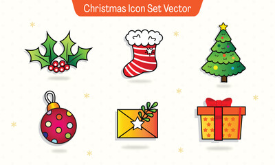 Christmas Icon Set Collection. Merry Christmas. Vector Illustration
