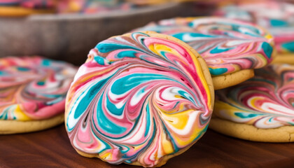 Fototapeta na wymiar Multi colored dessert decoration homemade cookie craft with vibrant colors generated by AI