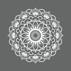 Free vector white mandala on black background.