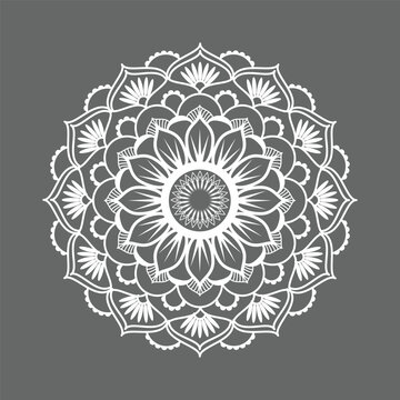 Free vector white mandala on black background.
