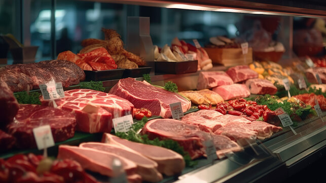 Close-up of the meat counter