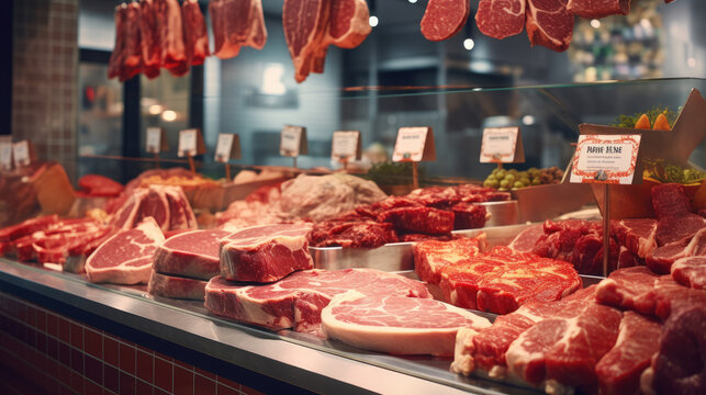 Close-up of the meat counter