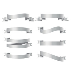 Obraz premium Set of silver ribbons on white background. vector illustration