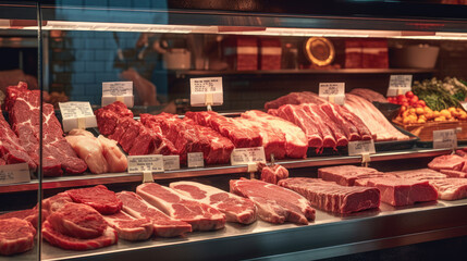 Close-up of the meat counter - Powered by Adobe