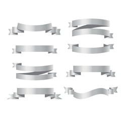 Obraz premium Set of silver ribbons on white background. vector illustration