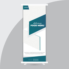 Food roll up banner design for restaurant. creative food roll up banner template, modern food roll up banner.