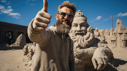 Sand Sculptor: Thumbs Up for Beach Creation