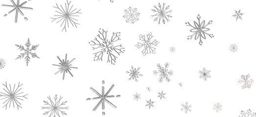 Magical Snowfall: Brilliant 3D Illustration Showcasing Descending Christmas Snowflakes