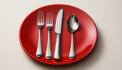 Silverware and crockery on a clean table, elegant dining set generated by AI