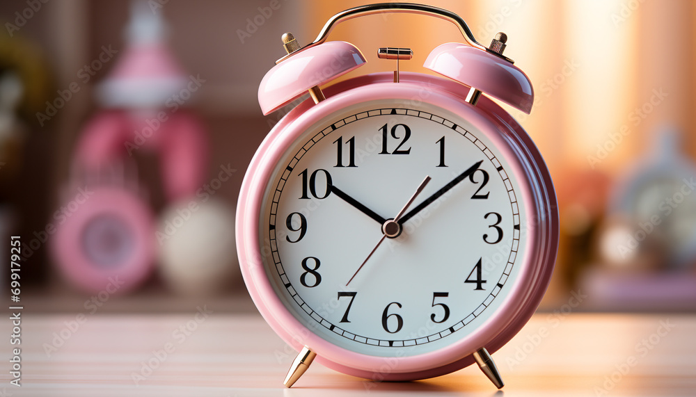 Poster waking up to the countdown of an old alarm clock generated by ai