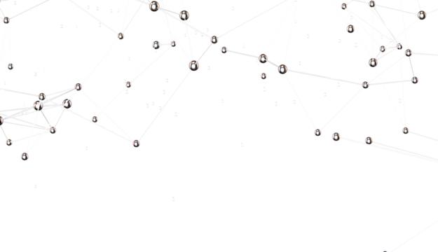 Big data visualization. Network connection structure with chaotic distribution of points and lines. 3D rendering.