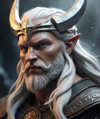 Nordic God Hel - Close up portrait of a powerful deity reigning over the underworld in a dynamic action scene Gen AI - obrazy, fototapety, plakaty