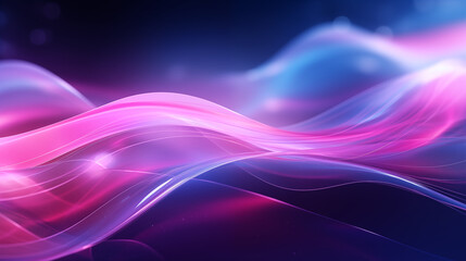 abstract futuristic background with pink blue glowing neon moving high speed wave lines and bokeh lights, Ai generated image.