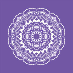Free vector white mandala on purple background.