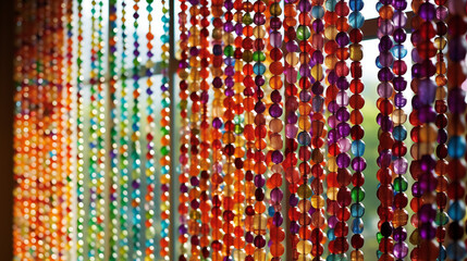 Colorful Glass Bead Curtains as Room Dividers