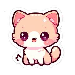 Obraz premium Generative AI Cute Little Cat Sticker, cute little cat sticker, Adorable little cat stickers, Little Cat Sticker, funny cat stickers, adorable little kitty cat stickers 