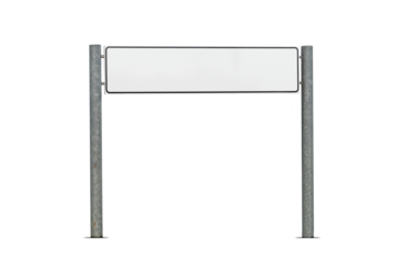 Blank white road sign isolated on white background