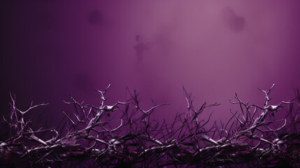 Obraz na płótnie Canvas close up of thorns of a crown, on a violet background 