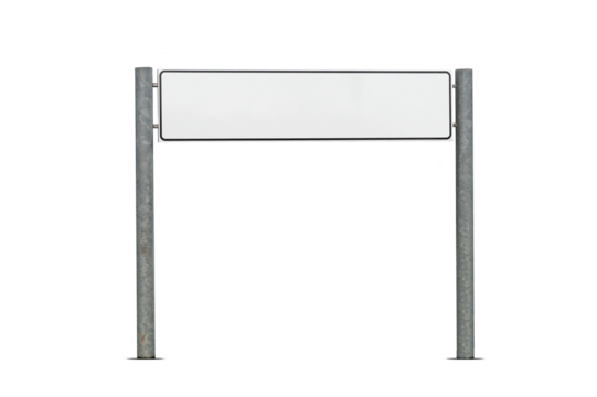 Blank white road sign isolated on white background