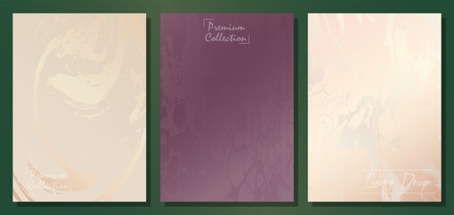A set of luxurious backgrounds. Collection of templates for the design of postcards, invitations, packaging, greetings. Premium theme for creative design