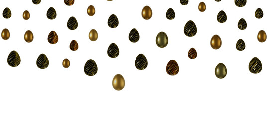3d rendering of Easter elegant eggs with gold paint