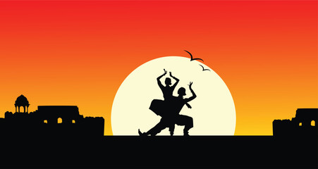 classical dance of female silhouettes