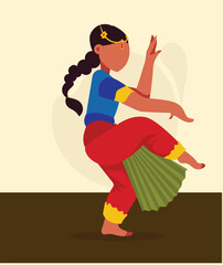 Graceful Bharatanatyam dancer with different mudras  graphic illustration