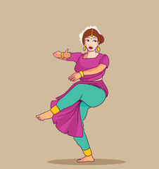 Graceful Bharatanatyam dancer with different mudras  graphic illustration