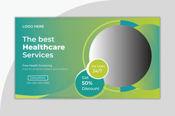Vector medical healthcare you tube thumbnail and banner template