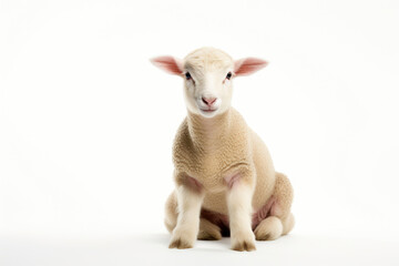 Fototapeta premium Cute Baby Goat on Clean White