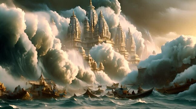 Great Flood Destroying Ancient Hindu City of Dwarka