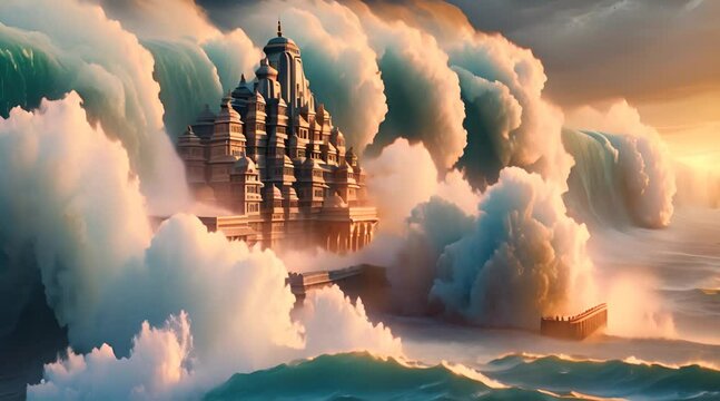 Great Flood Destroying Ancient Hindu City of Dwarka