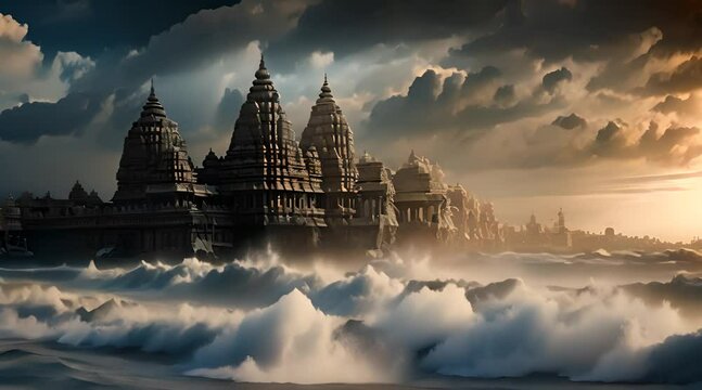Great Flood Destroying Ancient Hindu City of Dwarka