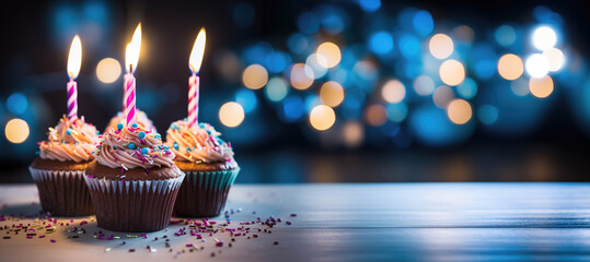 birthday cupcake with candles