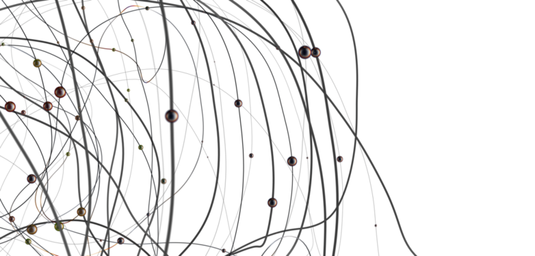 Falling cyber particles. Big data stream. 3d