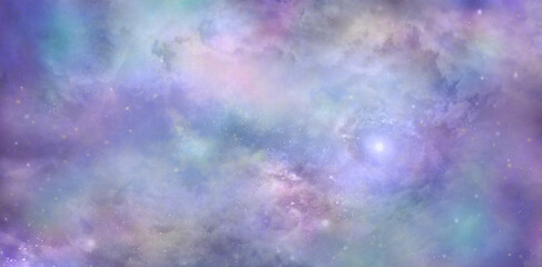 Beautiful colorful celestial cloudscape background banner - heavenly concept blue pink purple lilac ethereal deep space sky depicting the heavens above ideal for a spiritual theme
 - obrazy, fototapety, plakaty