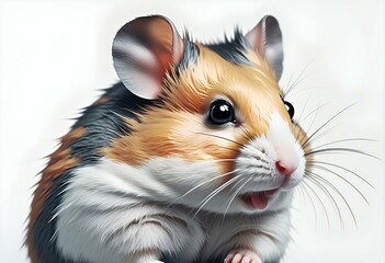 Funny hamster on a white background
