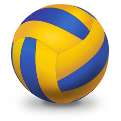 Fototapeta premium Yellow and blue colored volleyball with shadow (transparency)