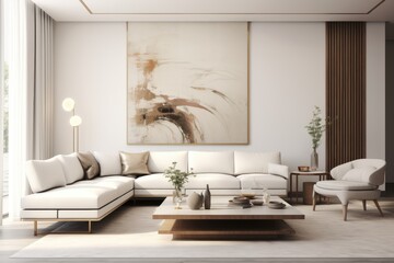 Fototapeta na wymiar A Cozy Living Room with Stylish Furniture and Artwork