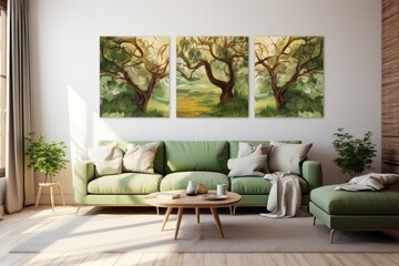 A Cozy Living Room with Beautiful Wall Art