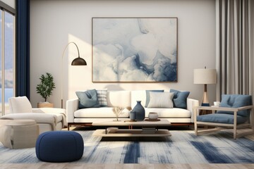 Fototapeta premium A Cozy Living Room with Stylish Furniture and Artwork