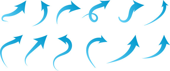 Flat style curved arrow icon collection isolated. different kinds of arrow symbol indicator. for your apps, websites and UI or UX design 