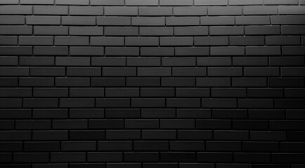 dark black modern brick tile wall use as background with blank space for design. black ceramic tile with light from above use as background. modern ceramic tiles to decorate building facade.