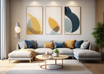 A Cozy Living Room with Stylish Furniture and Artwork